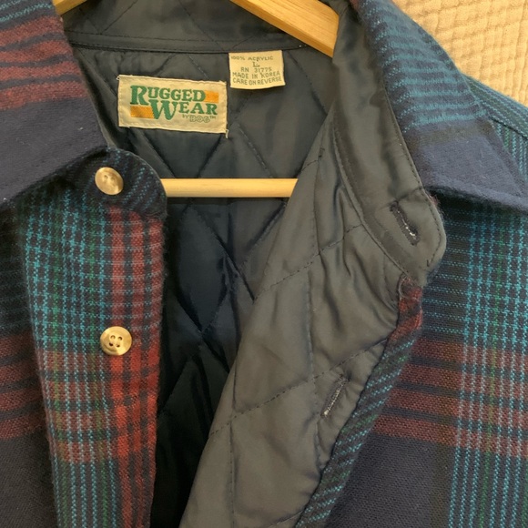 Navy and Burgundy Insulated Plaid Work Flannel Jacket - Picture 4 of 4